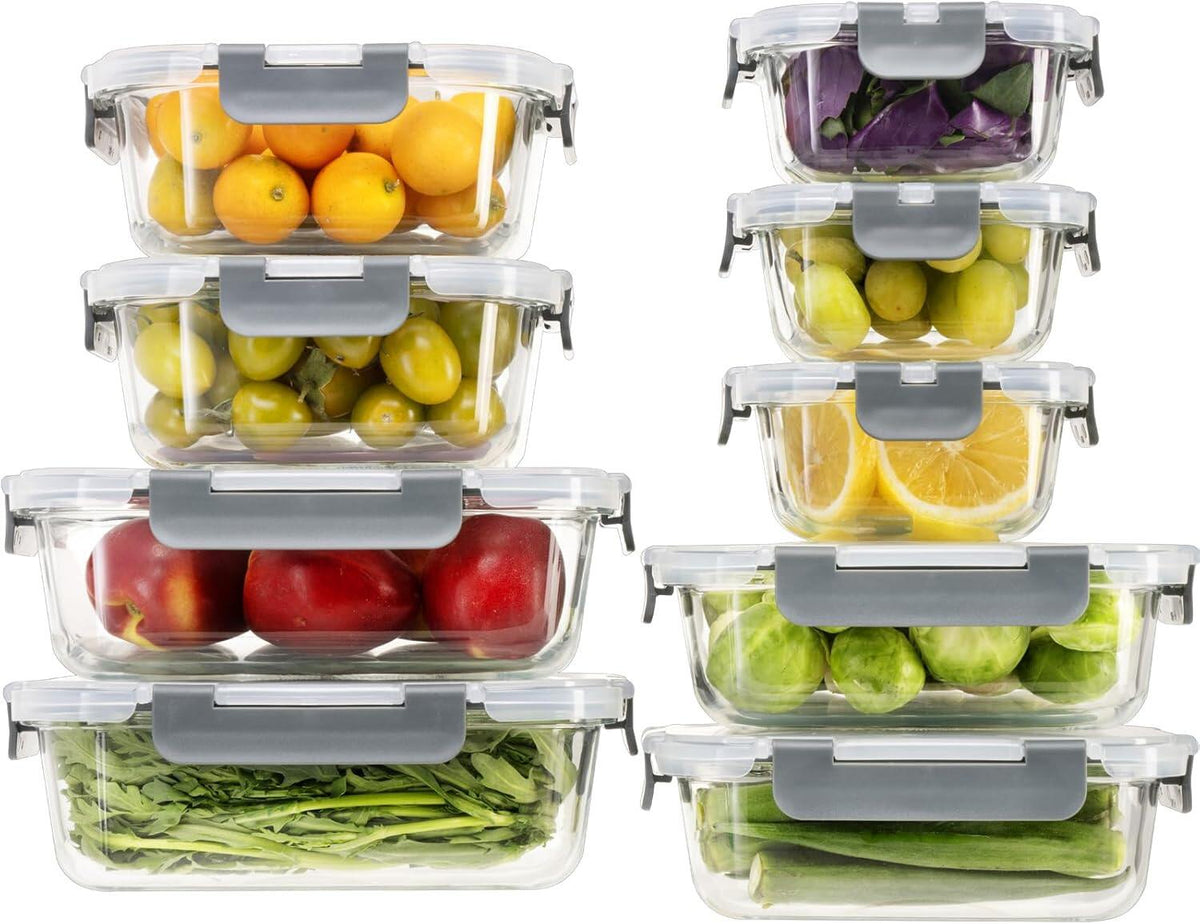 Glass Food Storage Containers with Lids, Glass Meal Prep Containers