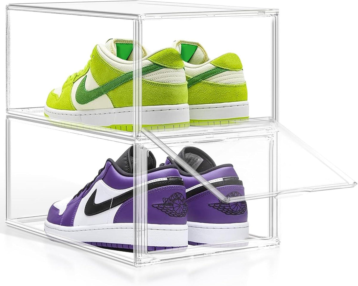 Drop-Front Clear Shoe Storage Box Acrylic Box Shoe Organizer