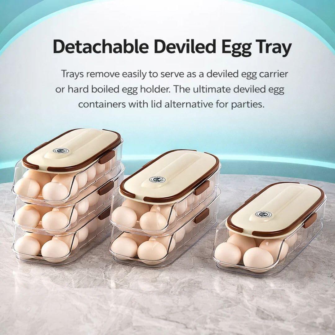 Egg Holder for Fridge with Lid and Handle