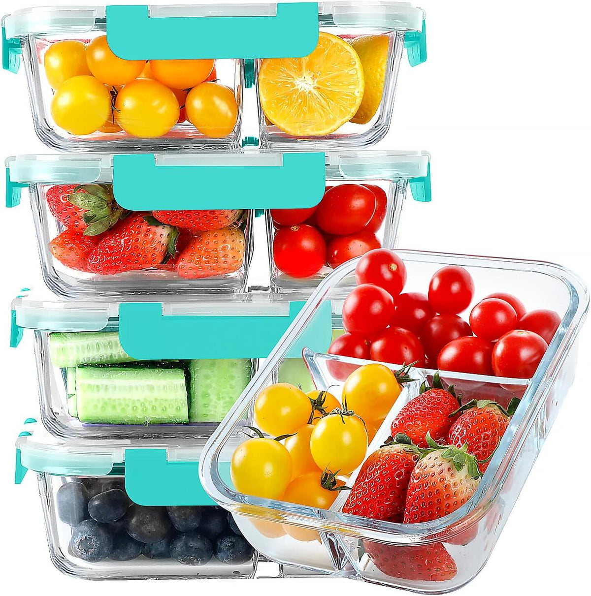 Glass Meal Prep Containers 3 Compartments