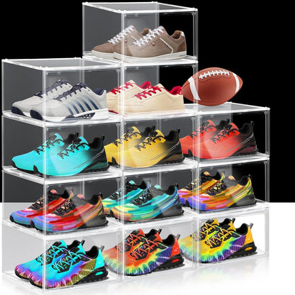 Drop-Front Clear Shoe Storage Box Acrylic Box Shoe Organizer