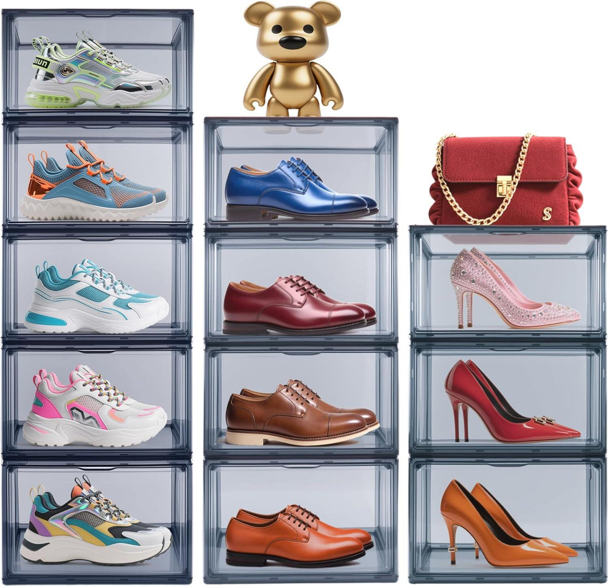 Drop-Front Clear Shoe Storage Box Acrylic Box Shoe Organizer