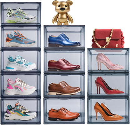 Drop-Front Clear Shoe Storage Box Acrylic Box Shoe Organizer