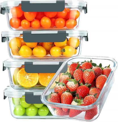 Glass Meal Prep Containers, Glass Storage Containers with Lids