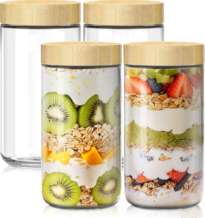 Overnight Oats Containers with Bamboo Lids