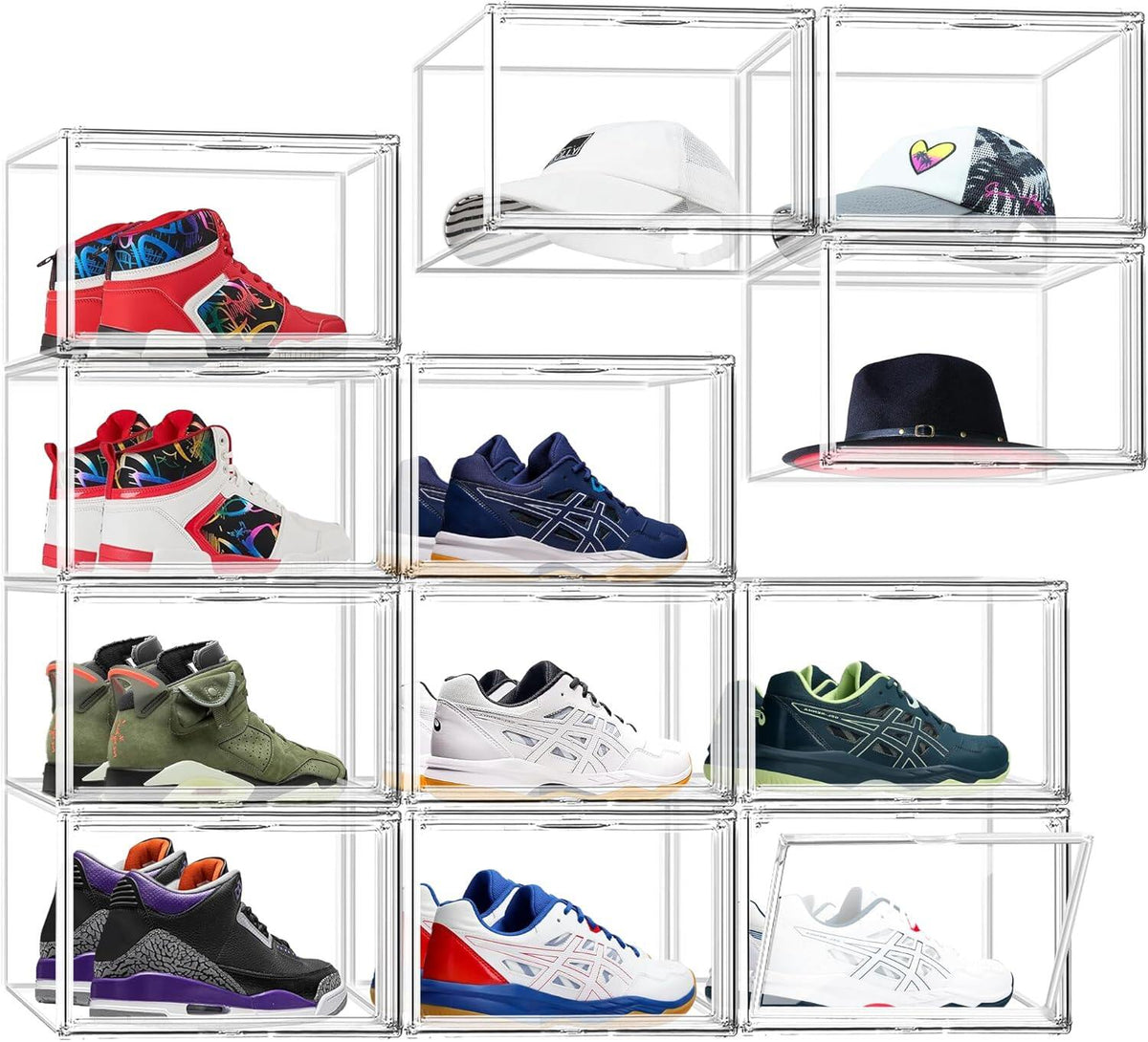 Drop-Front Clear Shoe Storage Box Acrylic Box Shoe Organizer