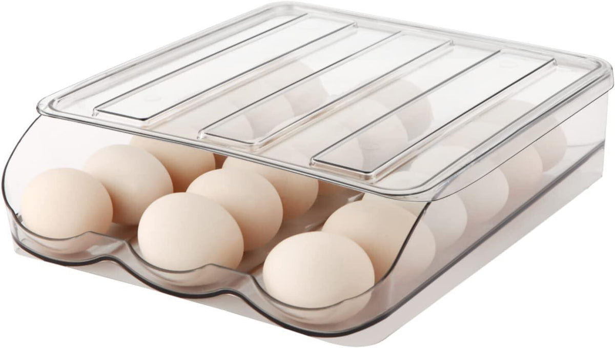 Egg Holder for Fridge,Automatically Rolling Egg Storage Container for Refrigerator