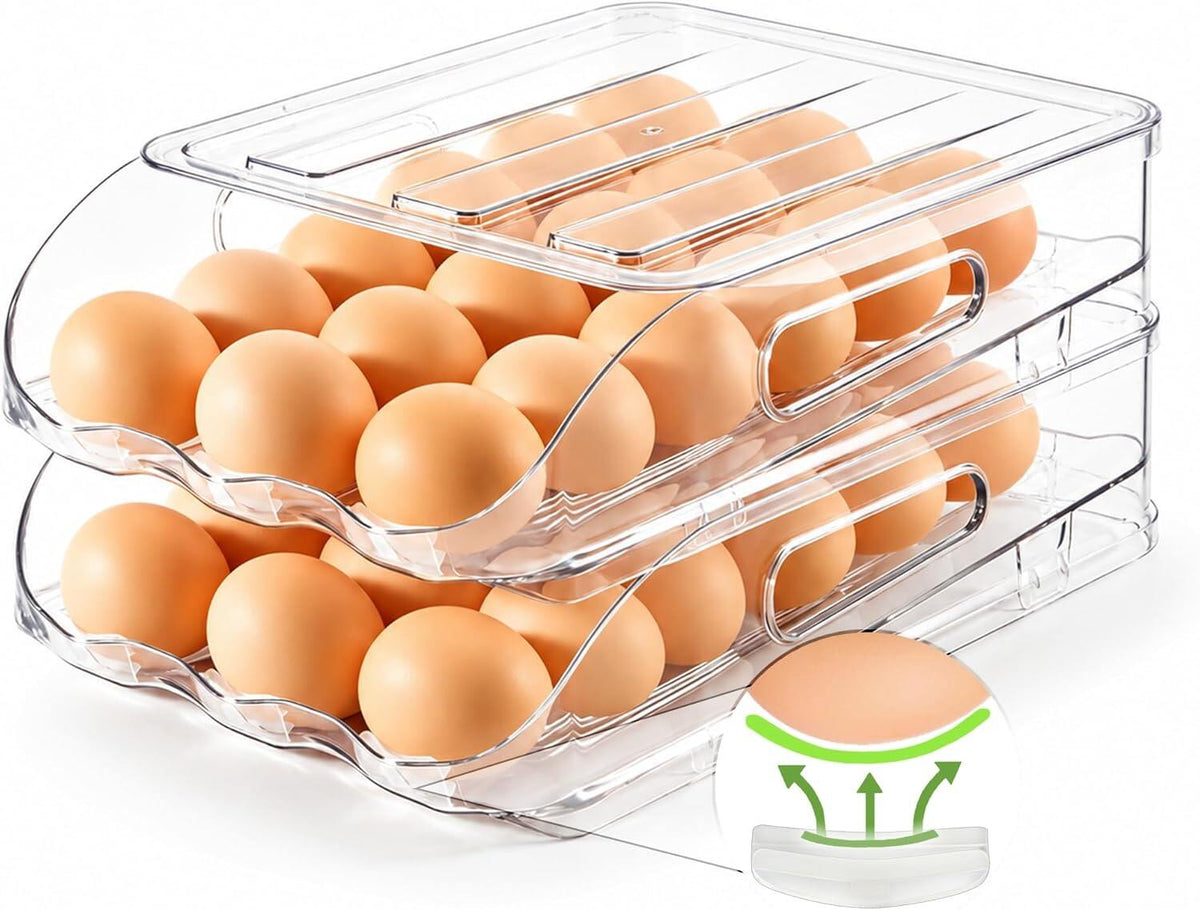 Egg Holder for Fridge, Automatic Steady Rolling Egg Dispenser