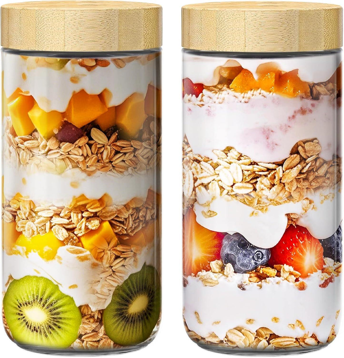 Overnight Oats Containers with Bamboo Lids