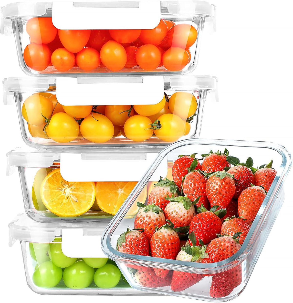 Glass Meal Prep Containers, Glass Storage Containers with Lids