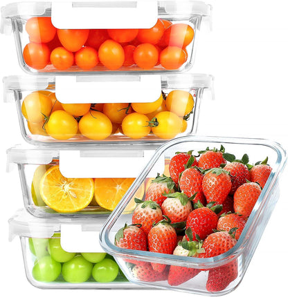 Glass Meal Prep Containers, Glass Storage Containers with Lids