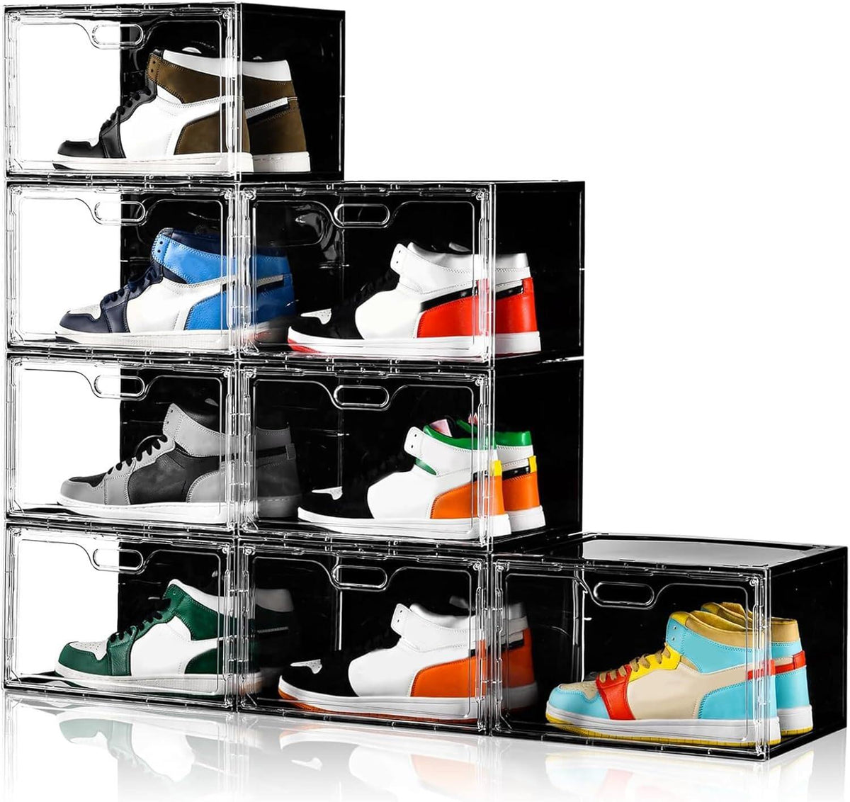Shoe Boxes Clear Plastic Stackable, Large Shoe Storage Organizer with Lids