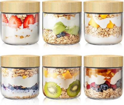 Overnight Oats Containers with Bamboo Lids