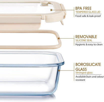 Glass Food Storage Containers with Glass Lids