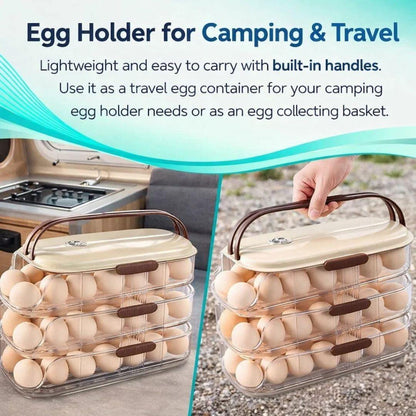 Egg Holder for Fridge with Lid and Handle