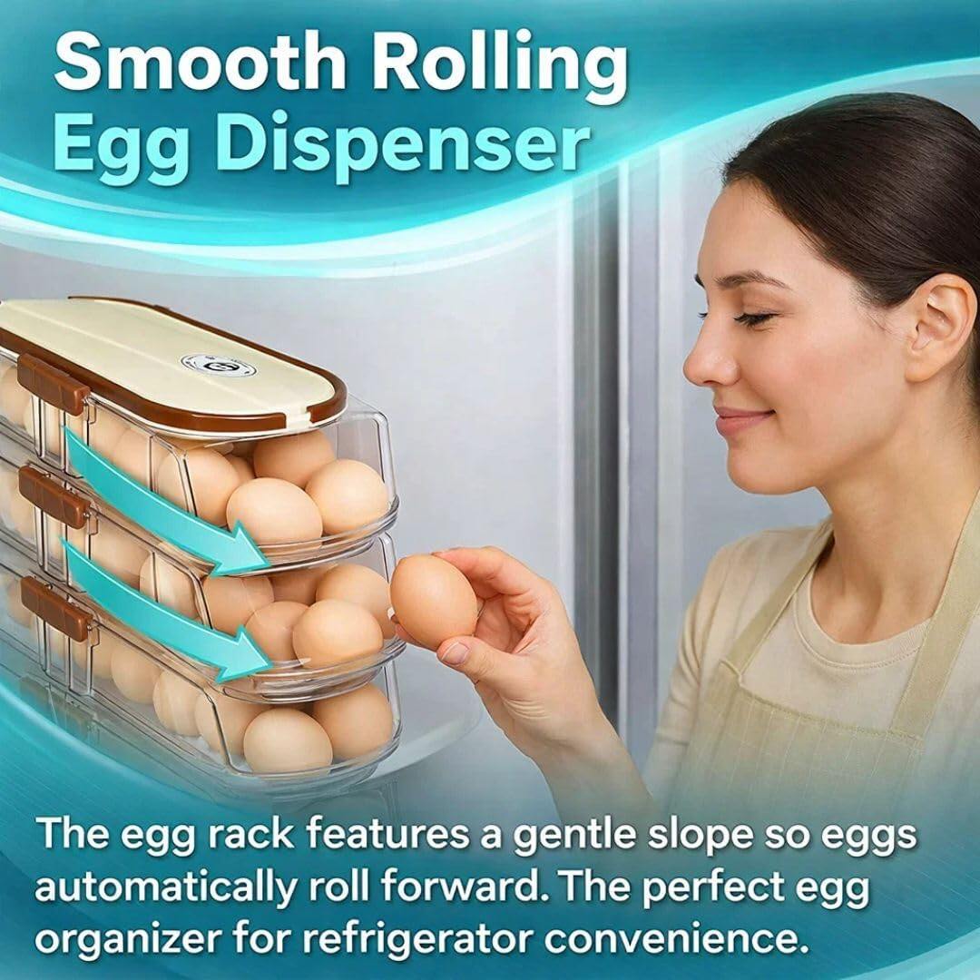Egg Holder for Fridge with Lid and Handle