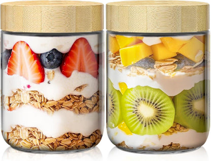 Overnight Oats Containers with Bamboo Lids