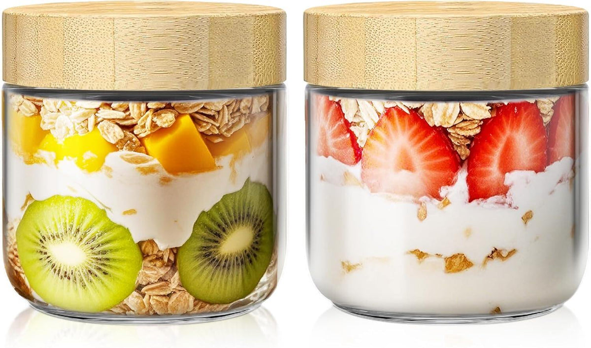 Overnight Oats Containers with Bamboo Lids