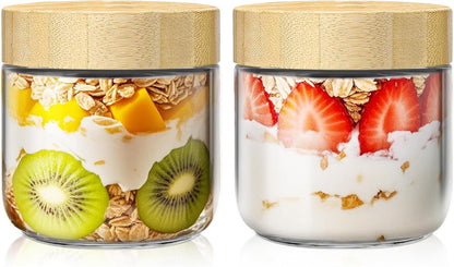 Overnight Oats Containers with Bamboo Lids