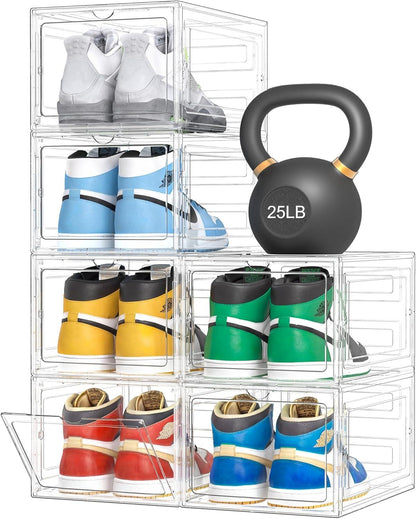 Thicken & Sturdy Clear Plastic Stackable Shoe Organizer Box Closet