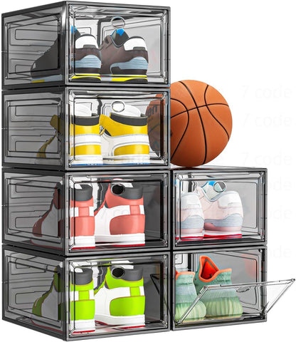 Thicken & Sturdy Clear Shoe Storage Organizer with Magnetic Door