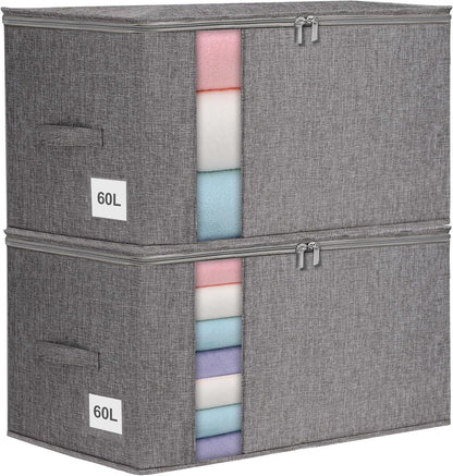 Comforter Storage Bag, 2 Pack Large Blanket Storage Bags with Sturdy Structure