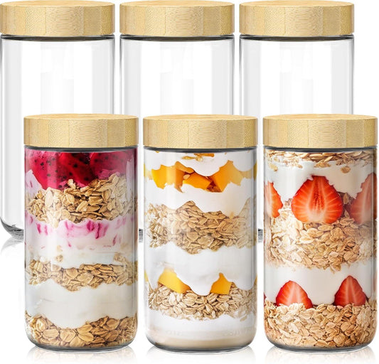 Overnight Oats Containers with Bamboo Lids