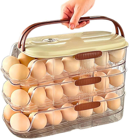 Egg Holder for Fridge with Lid and Handle