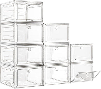 Thicken & Sturdy Clear Shoe Storage Organizer with Magnetic Door