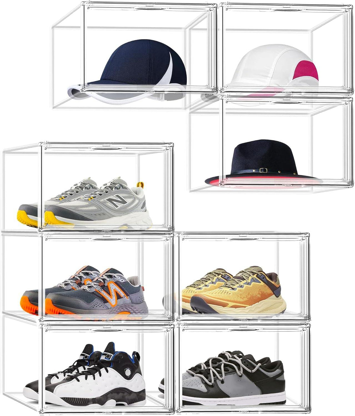 Drop-Front Clear Shoe Storage Box Acrylic Box Shoe Organizer