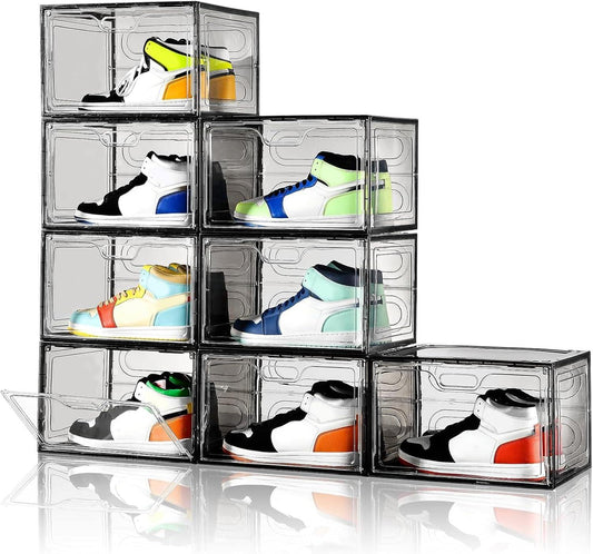 Shoe Boxes Clear Plastic Stackable, Large Shoe Storage Organizer with Lids