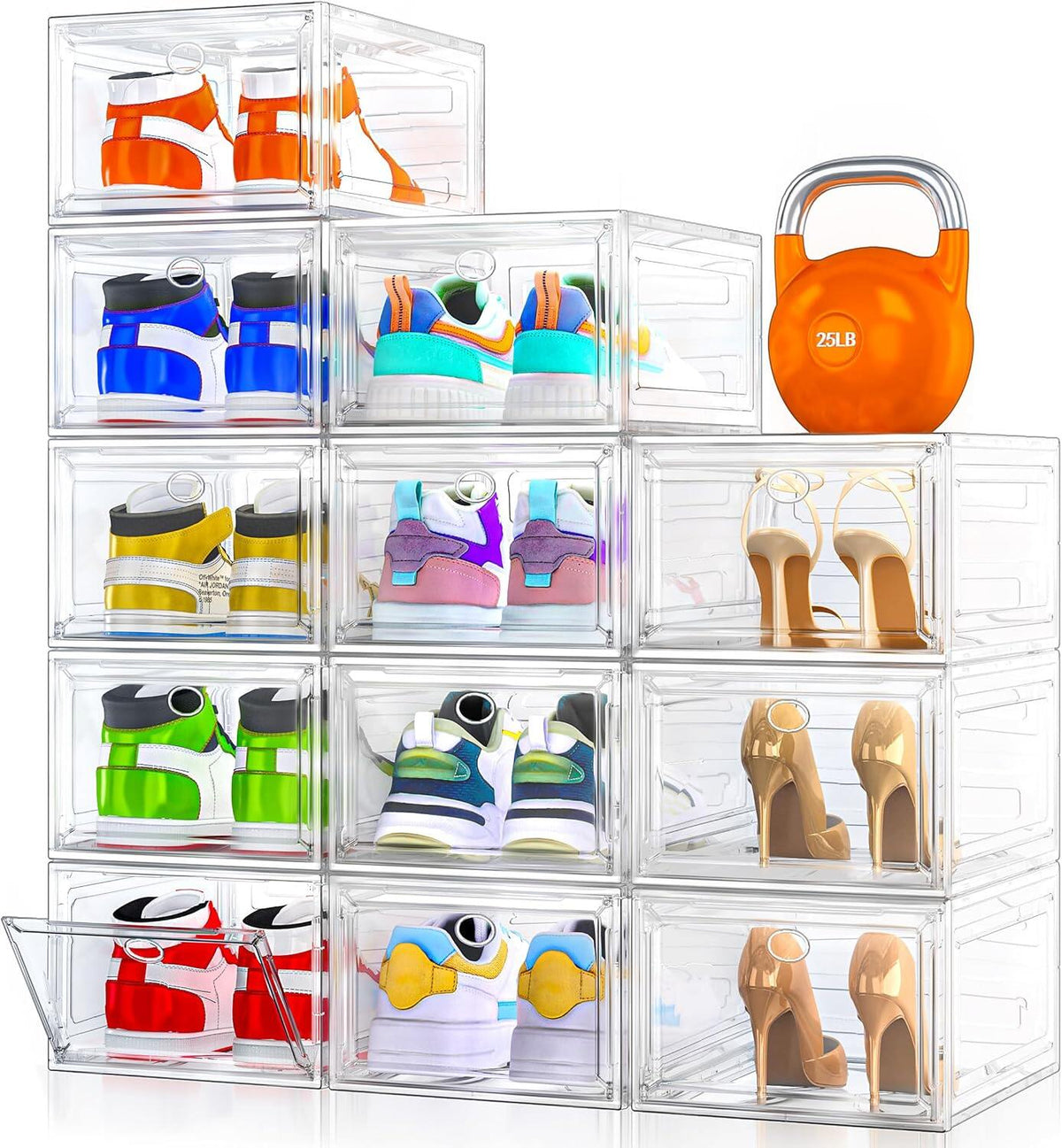 Thickened Clear Shoe Storage Organizer with Magnetic Door
