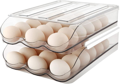 Egg Holder for Fridge,Automatically Rolling Egg Storage Container for Refrigerator
