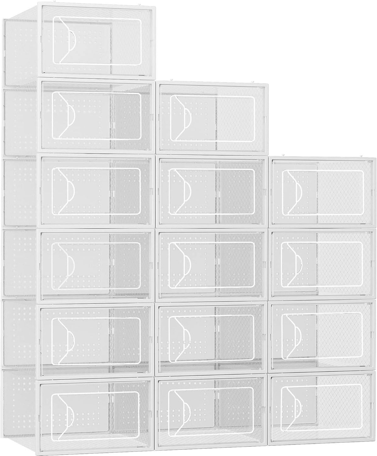 Shoe Storage Box, Clear Plastic Stackable Shoe Organizer