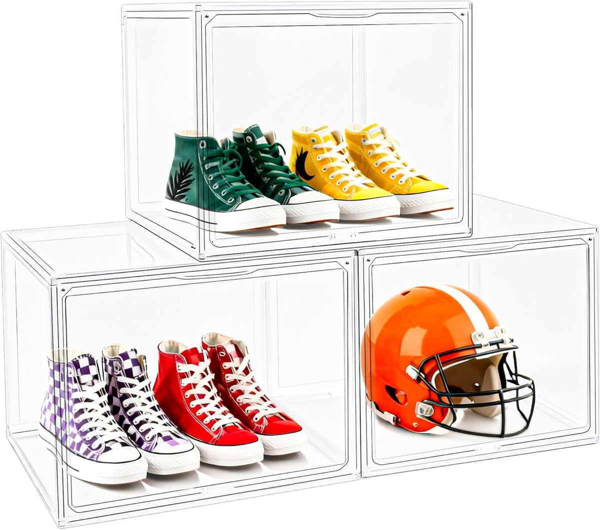 Drop-Front Clear Shoe Storage Box Acrylic Box Shoe Organizer
