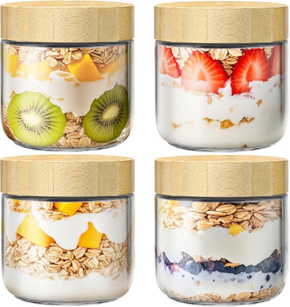 Overnight Oats Containers with Bamboo Lids