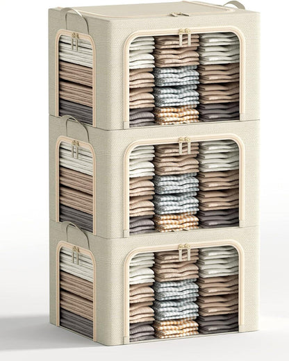 3 Openings Clothes Storage Bins with Metal Frame