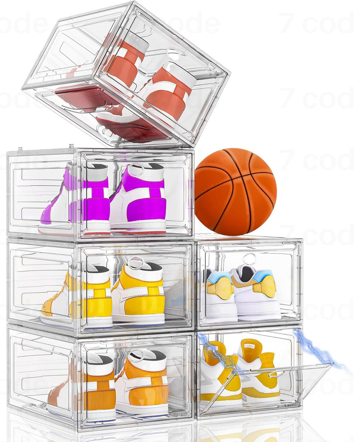 Thicken & Sturdy Clear Shoe Storage Organizer with Magnetic Door