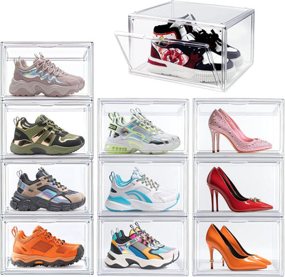 Drop-Front Clear Shoe Storage Box Acrylic Box Shoe Organizer