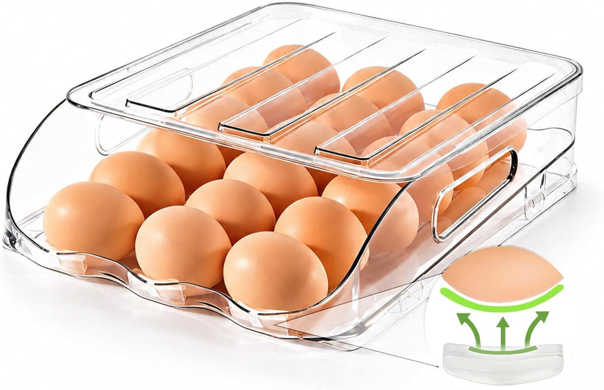 Egg Holder for Fridge, Automatic Steady Rolling Egg Dispenser