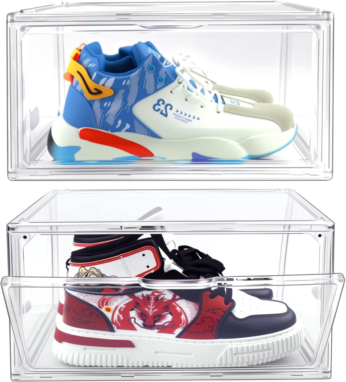 Drop-Front Clear Shoe Storage Box Acrylic Box Shoe Organizer
