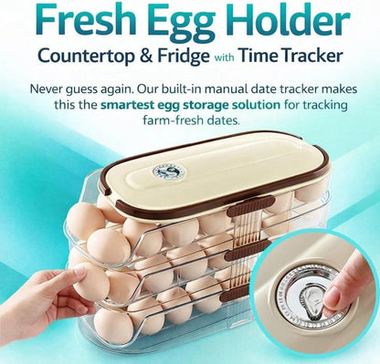 Egg Holder for Fridge with Lid and Handle